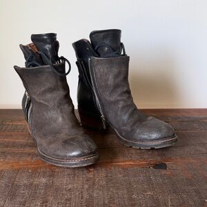 A.S.98 Distressed Dark Brown Ankle Boots- Sz 37/7